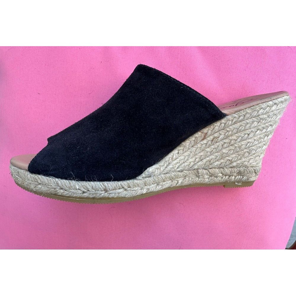 Gaimo Black Suede Espadrille Wedge Heel Slides size 41 EU 10 US Made‎ in Spain - Picture 3 of 5